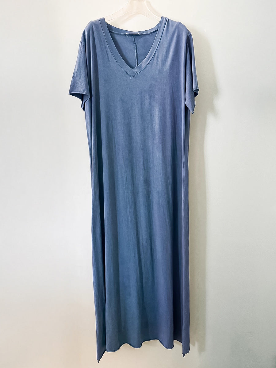 Women’s Blue Casual V Neck Maxi Dress
