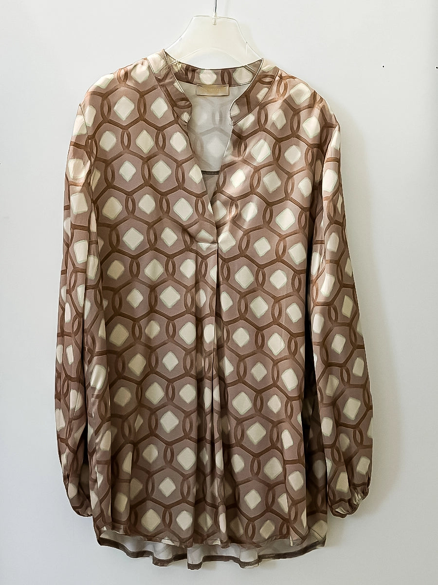 Geometric Print Long Sleeve Blouse