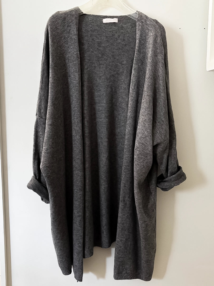 Long Dark Grey Knitwear Jacket