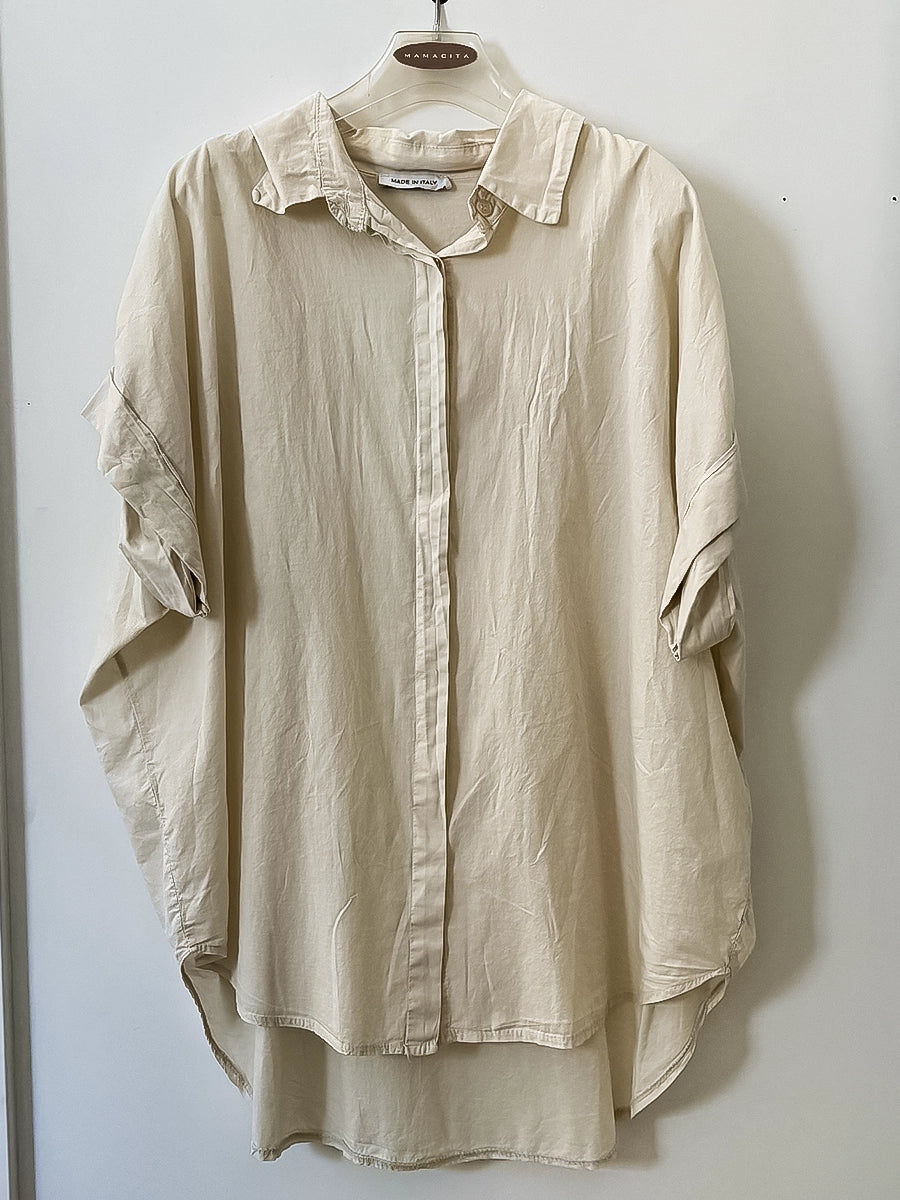 Neutral Beige Button Down Blouse