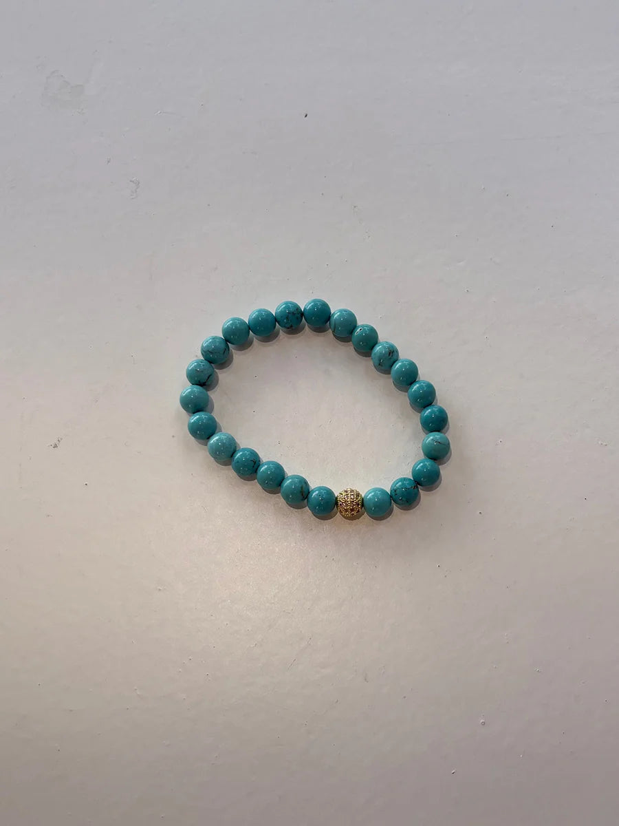 Turquoise Beaded Bracelet with Gold Accent