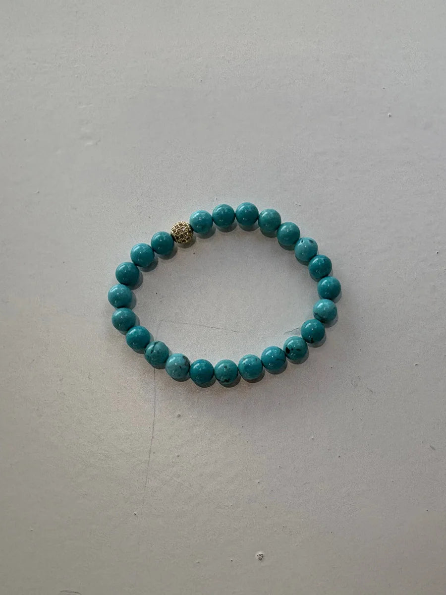 Turquoise Stone Bracelet with Gold Accent Bead