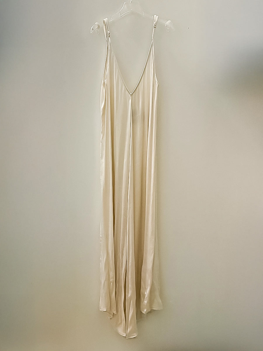 Ivory Silk Look Long Dress