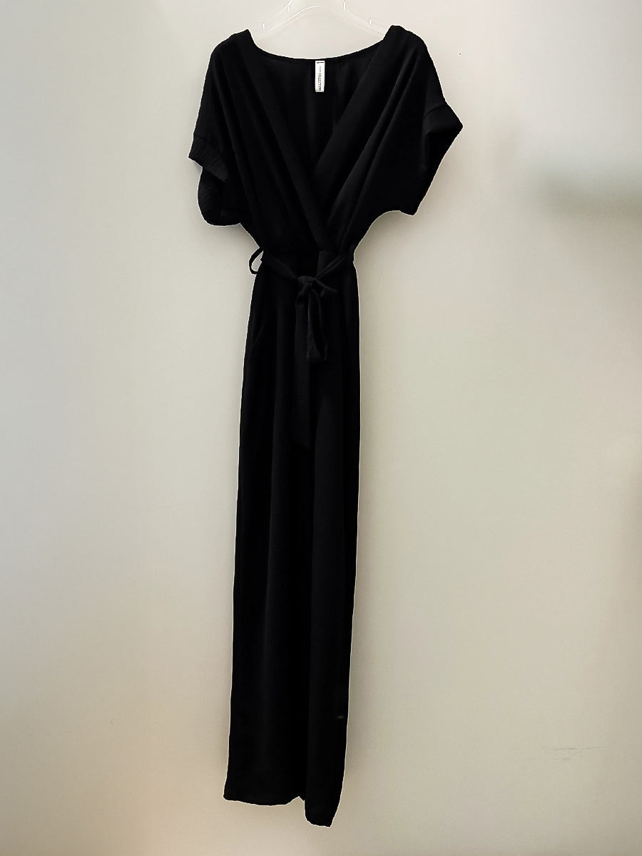 Elegant Short Sleeve Belted Dress