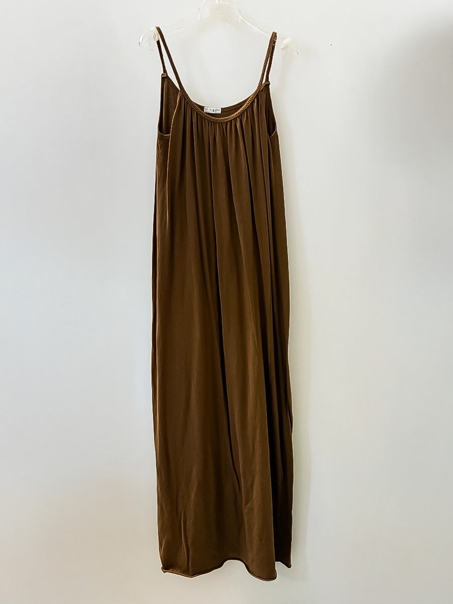 Brown Spaghetti Strap Maxi Dress