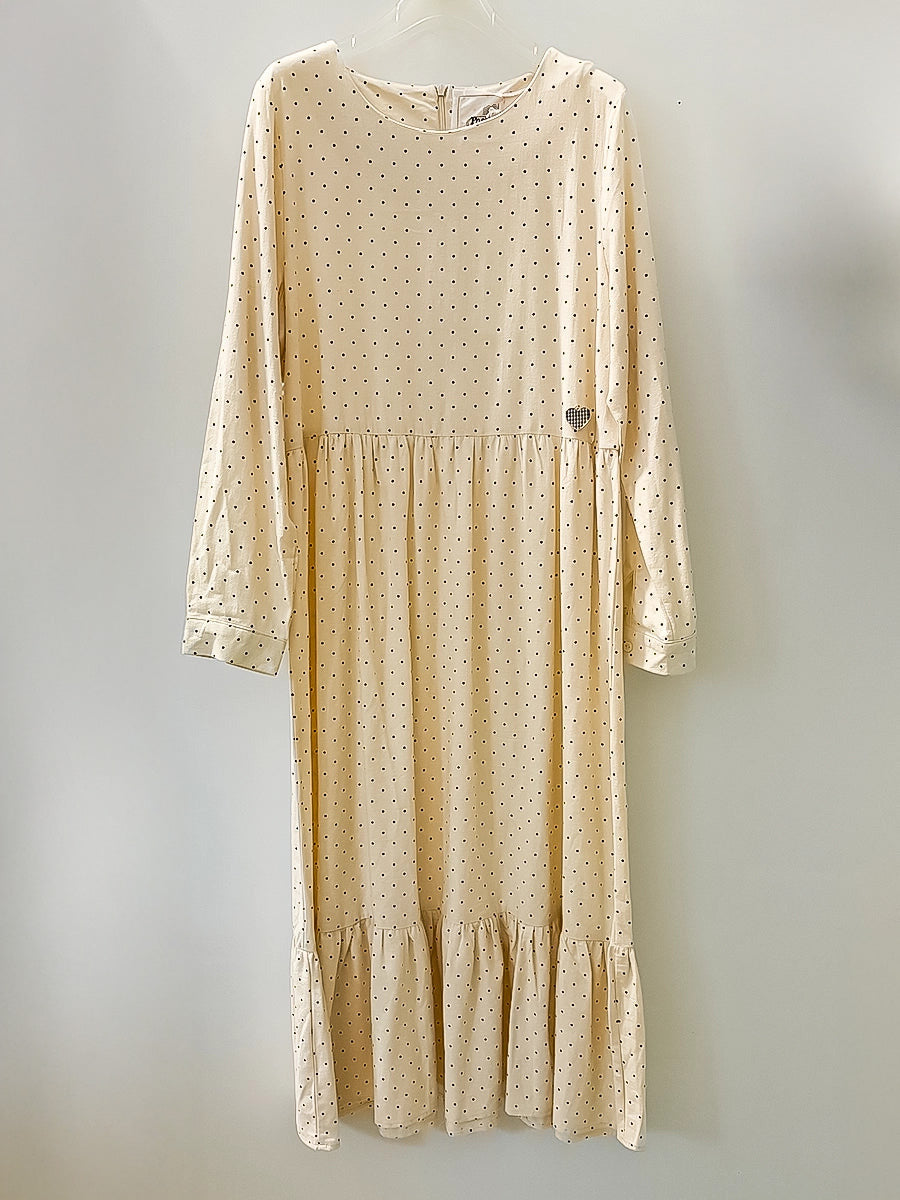 Polka Dot Midi Dress with Ruffle Hem