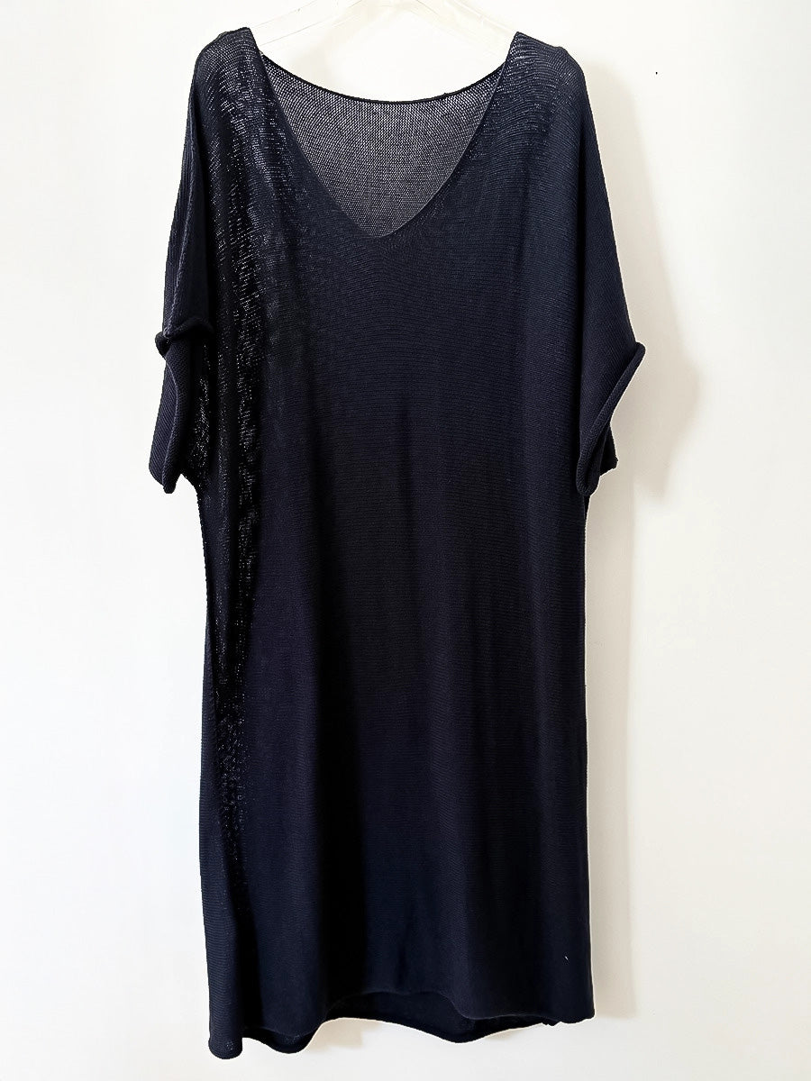 Casual Short Sleeve Knit Dress Black