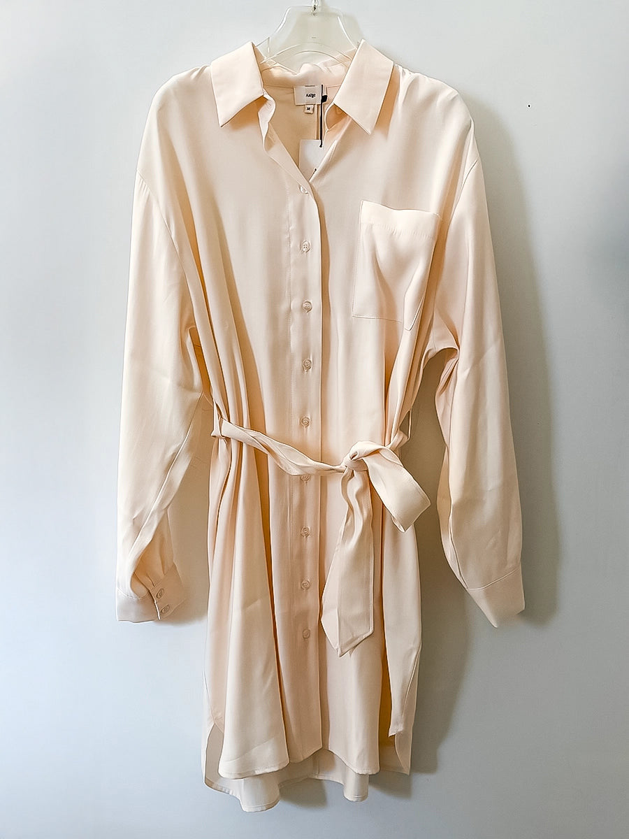 Women’s Long Sleeve Shirt Dress with Waist Tie