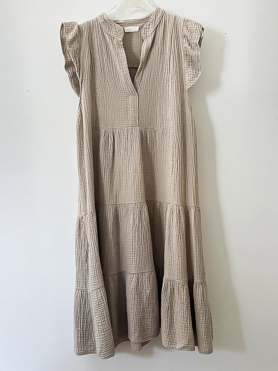 Sleeveless Ruffle Shoulder Dress