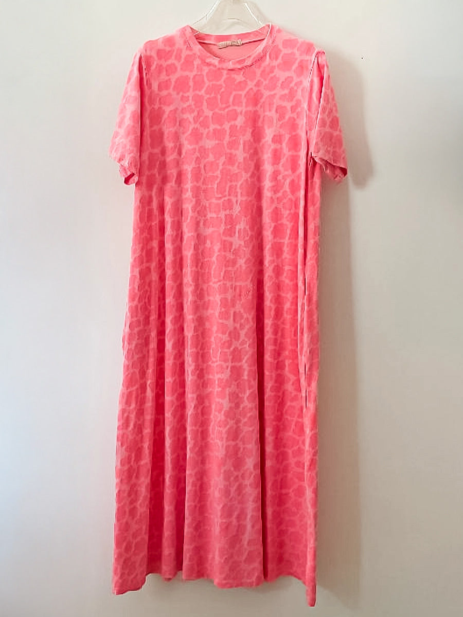Pink Short Sleeve Maxi Dress