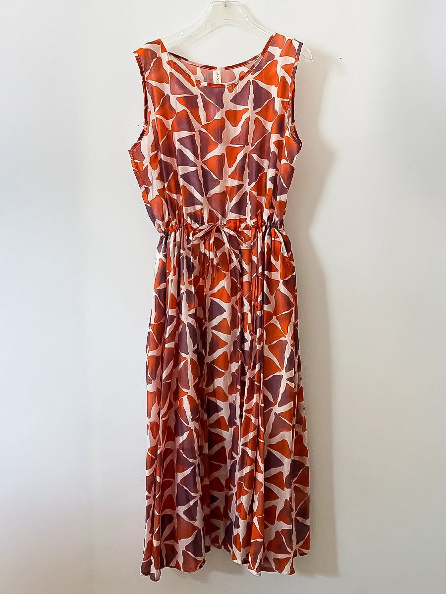 Red and Purple Abstract Print Dress