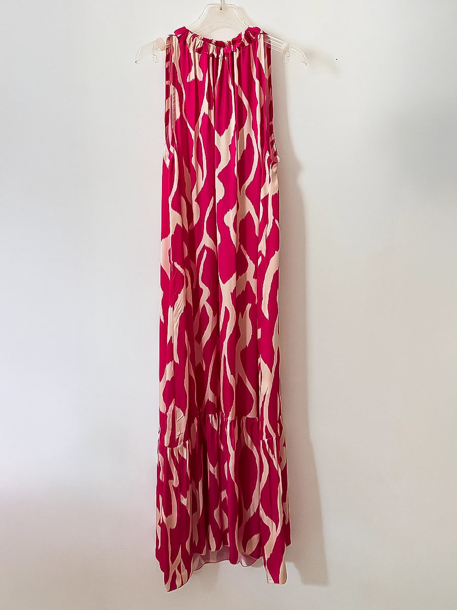 Pink Abstract Print Maxi Dress