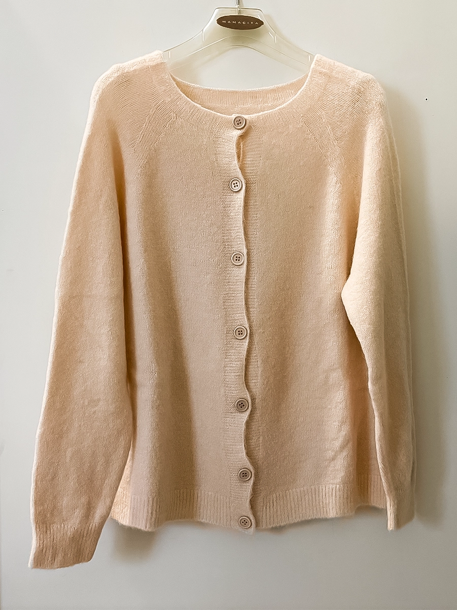 Beige Soft Knit Button Jacket