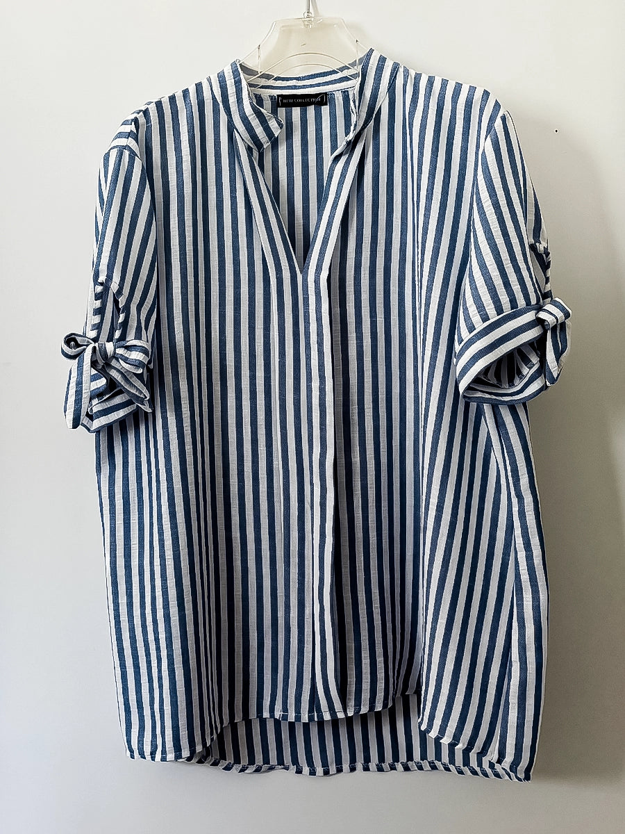 Blue & White Striped Summer Blouse