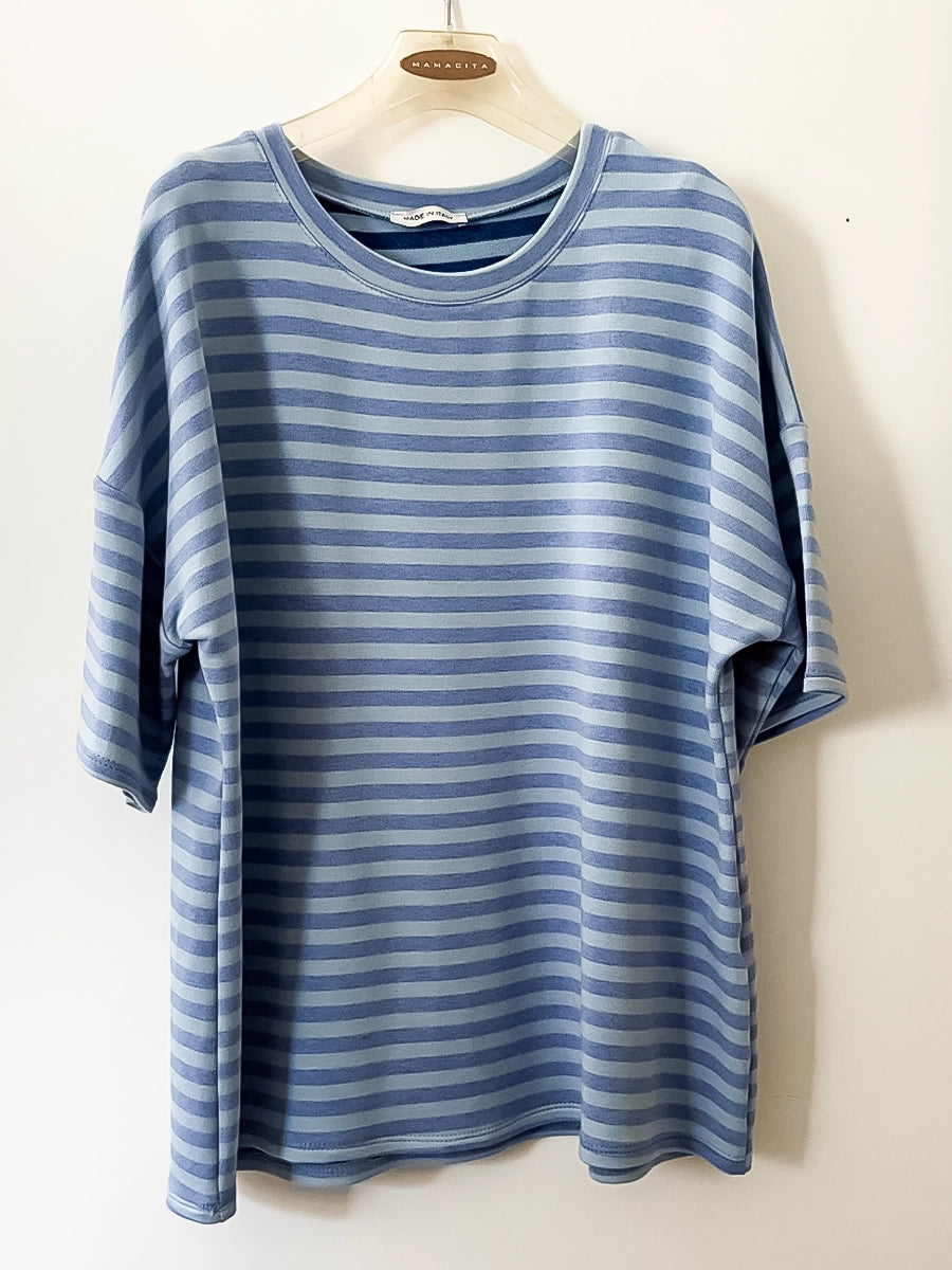Blue and Light Blue Striped Summer Shirt
