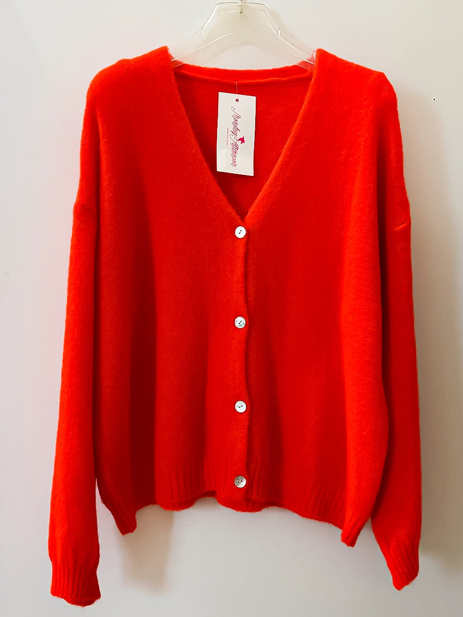 Bold Red V-Neck Knitwear Jacket