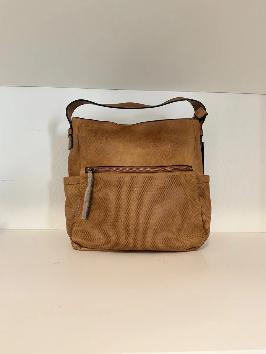 Brown Faux Leather Shoulder Bag