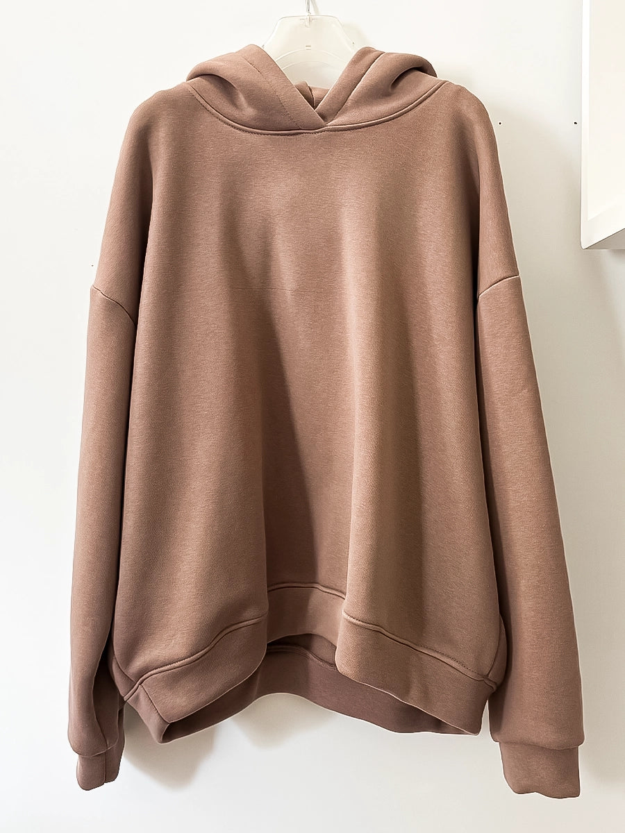 Brown Oversized Autumn Hoodie Sweater