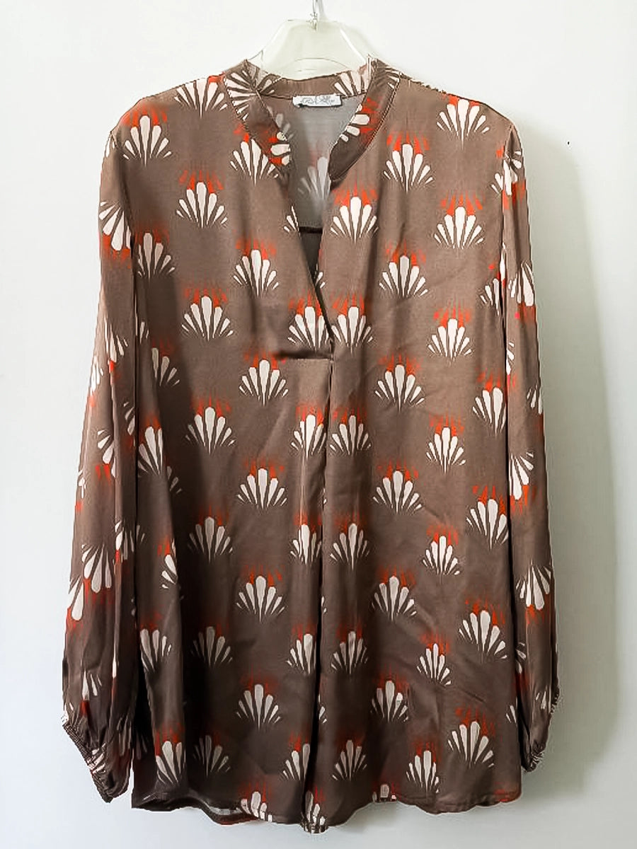 Brown Printed Summer Blouse