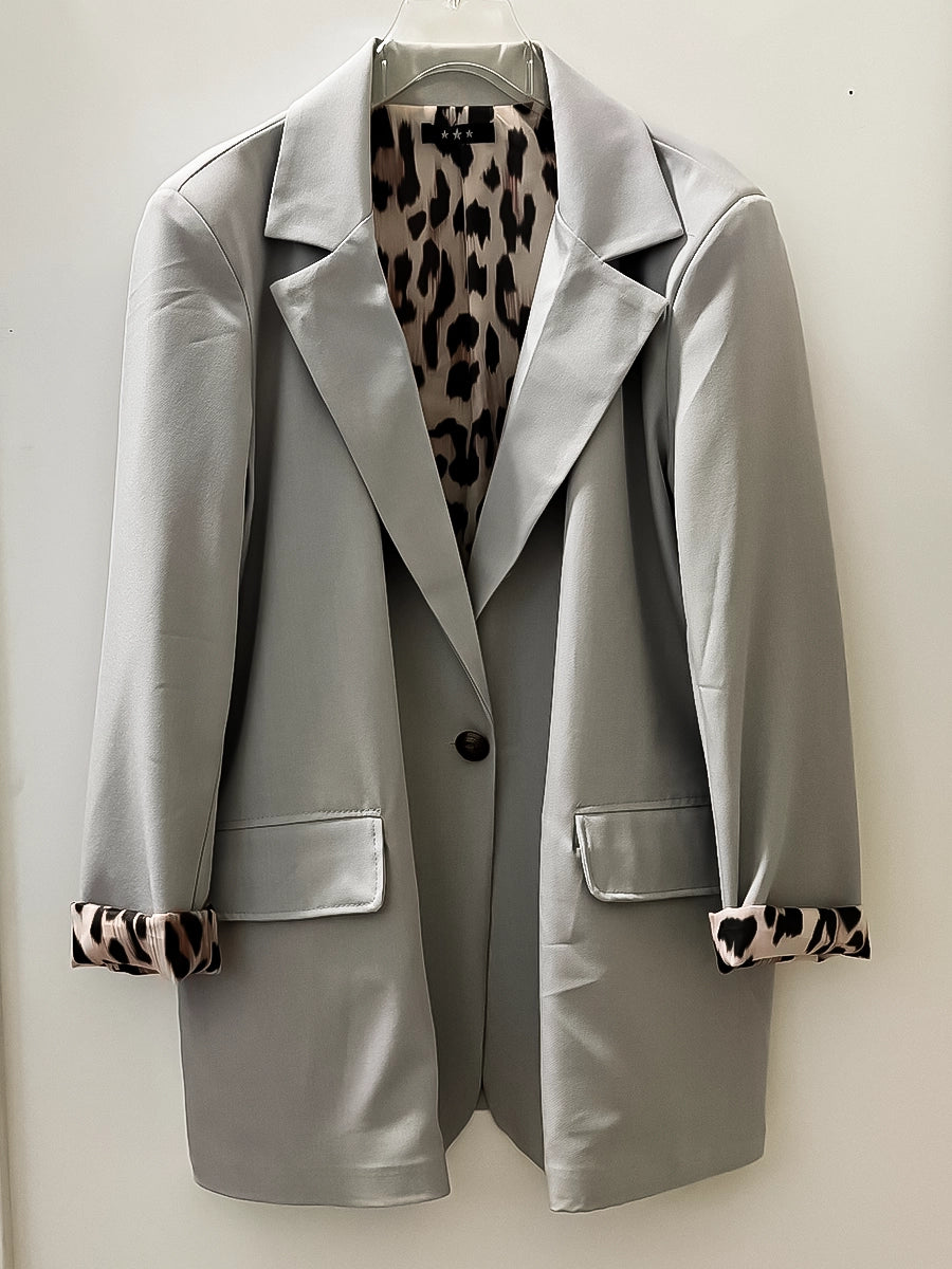 Casual Grey Single Button Summer Blazer