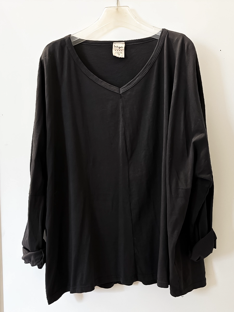 Classic Black V-Neck Autumn Shirt