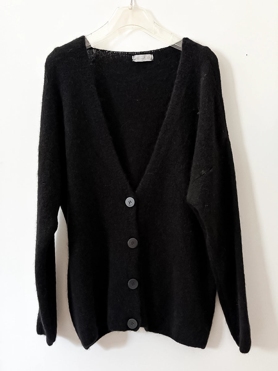Classic Black V-Neck Knitwear Jacket