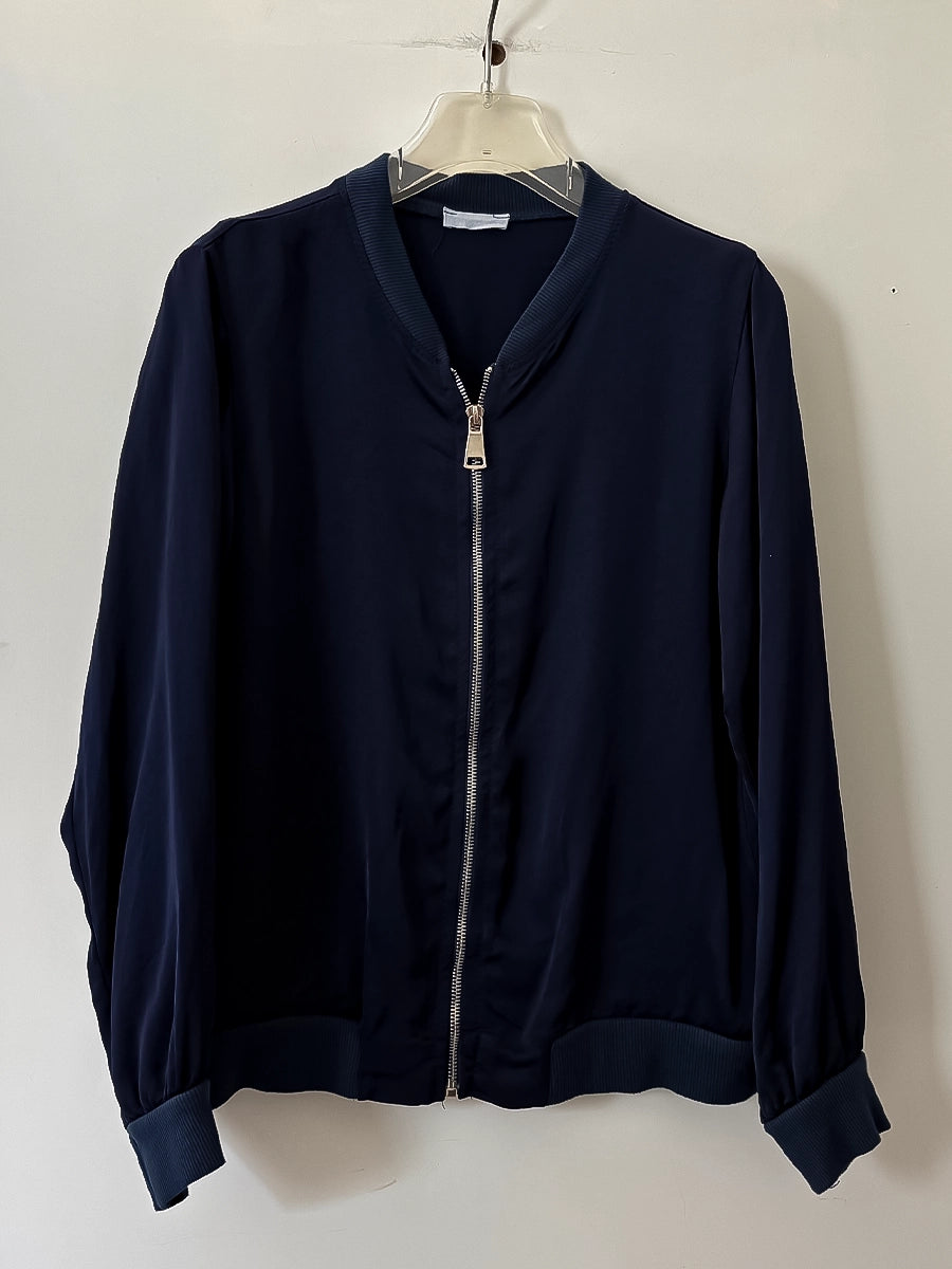 Classic Navy Zip-Up Bomber Jacket