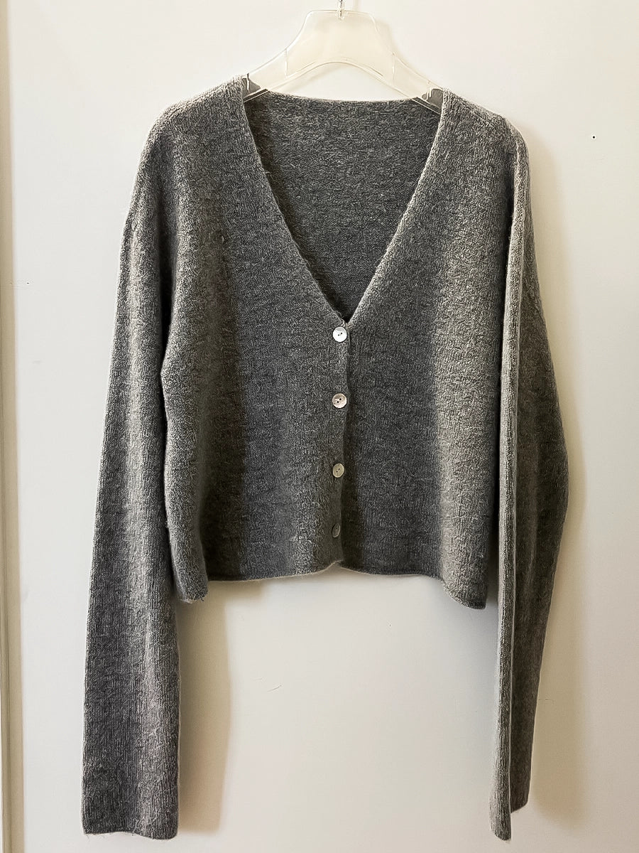 Grey V-Neck Knitwear Jacket
