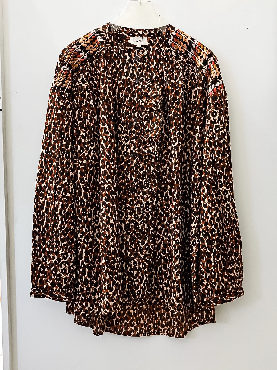 Leopard Print Long Sleeve Blouse