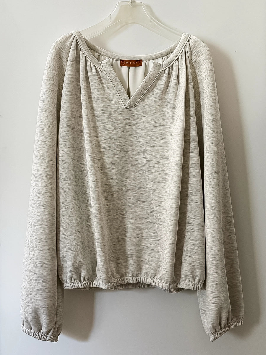 Light Grey V-Neck Autumn Sweater