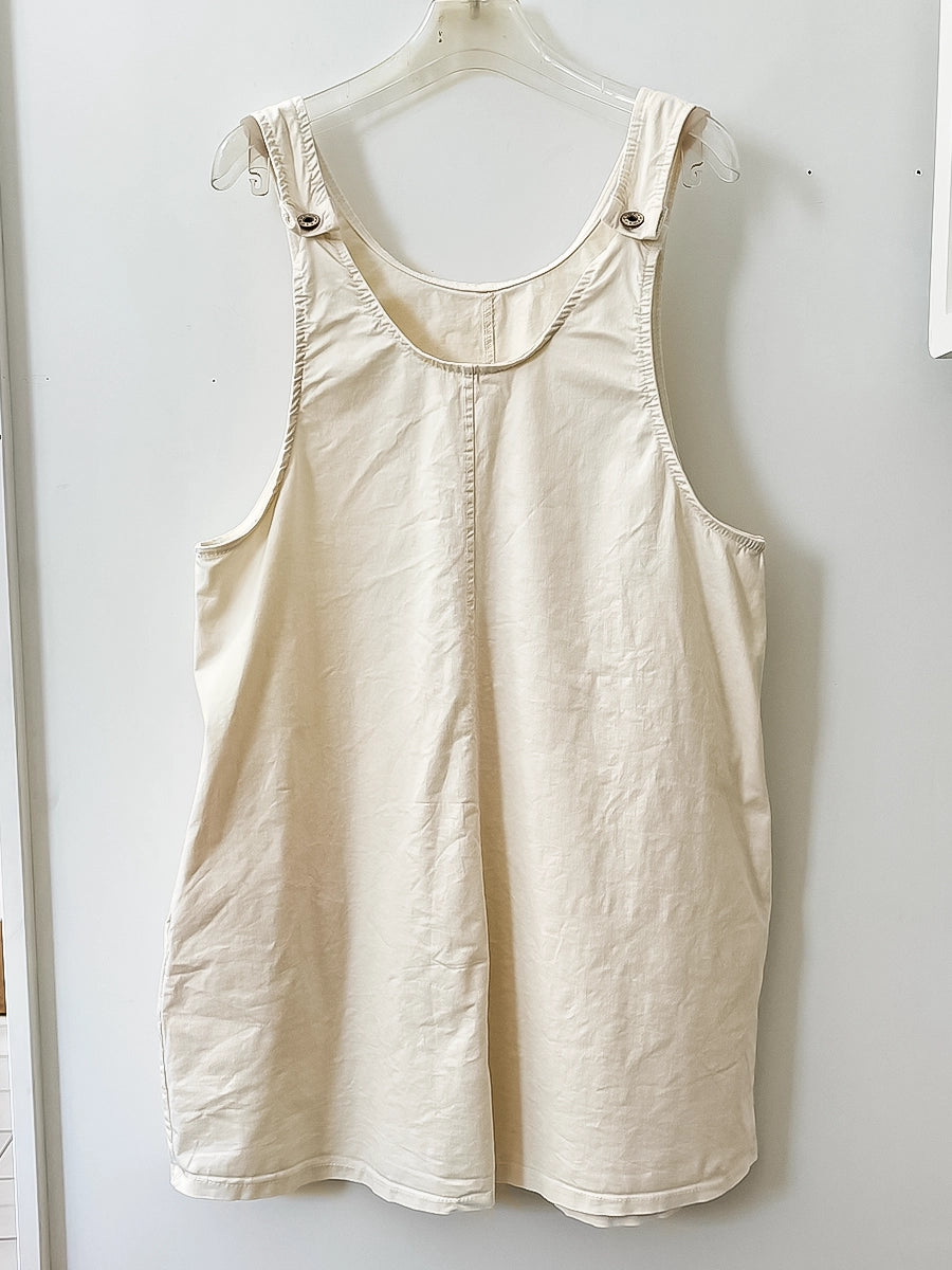 Minimalist Beige Cotton Overall Dress