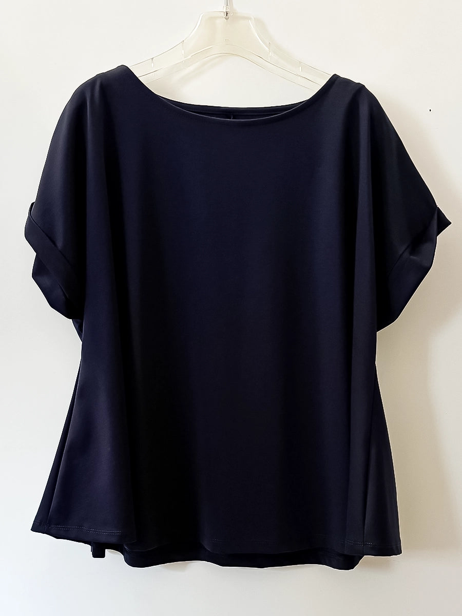 Minimalist Summer Knitwear Blouse – Dark Blue