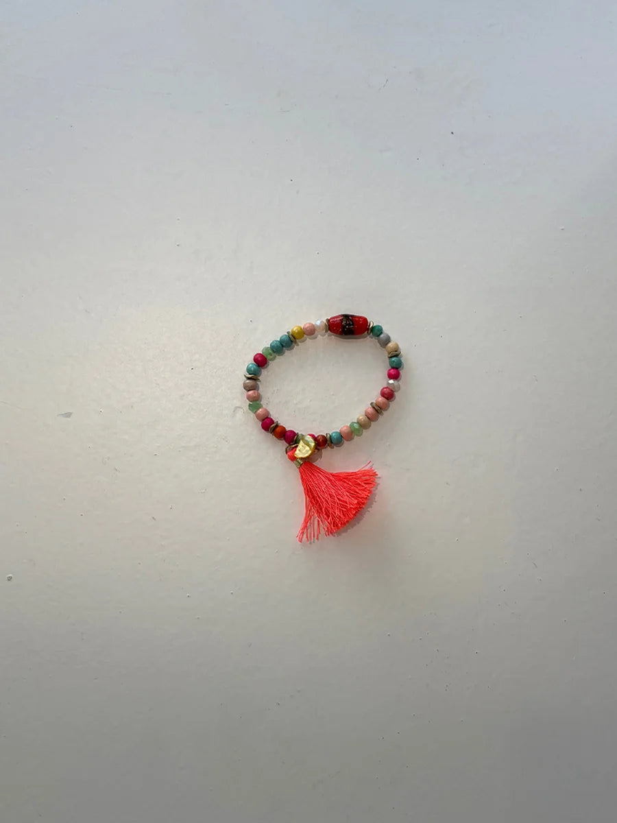 Multicolor Beaded Tassel Bracelet
