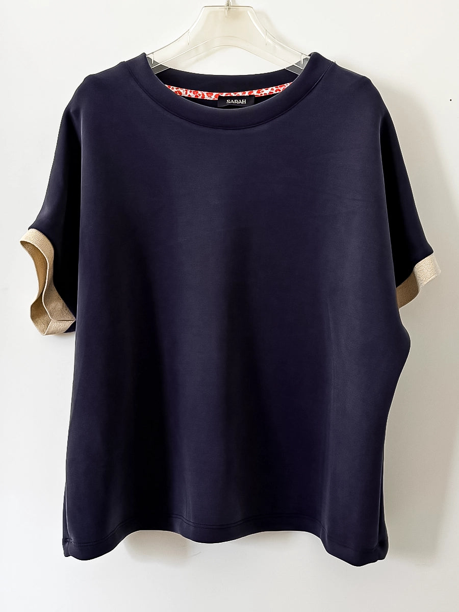 Navy Blue Summer Shirt – Gold Trim Sleeves