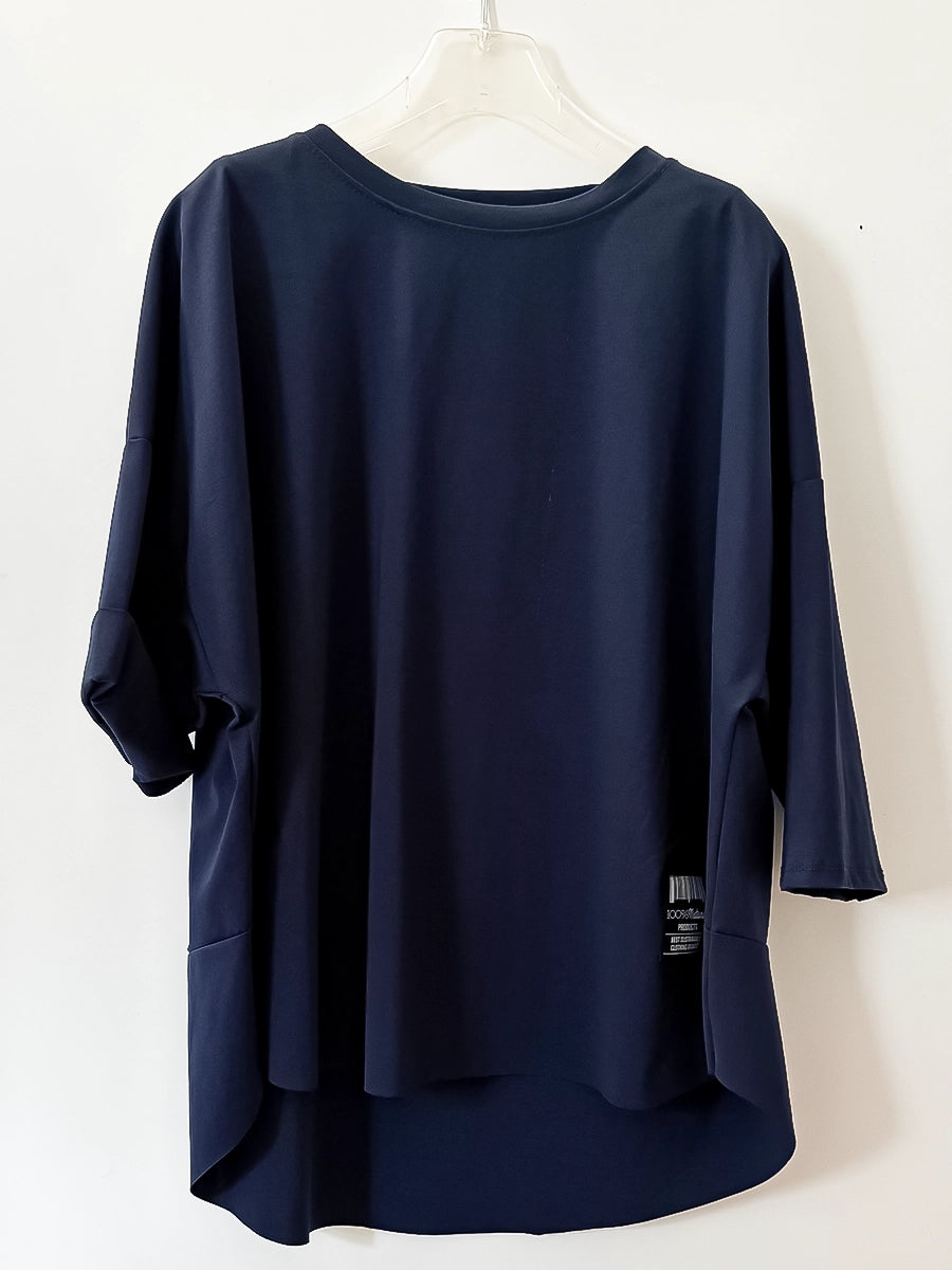 Navy Summer Knitwear Top – Loose Fit