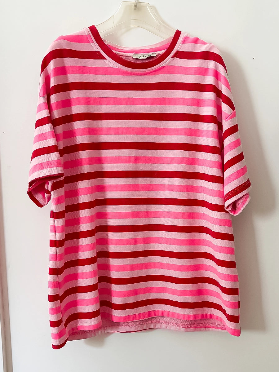 Pink and Red Striped Summer Shirt