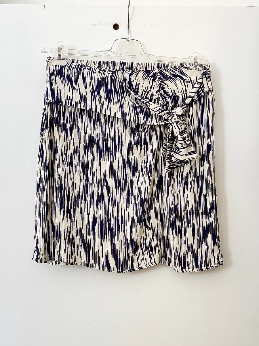 Printed Wrap Summer Skirt – Navy & White