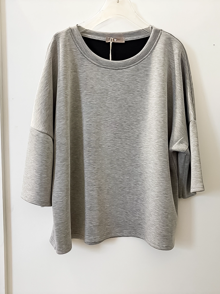 Relaxed Fit Summer Knit Top in Grey