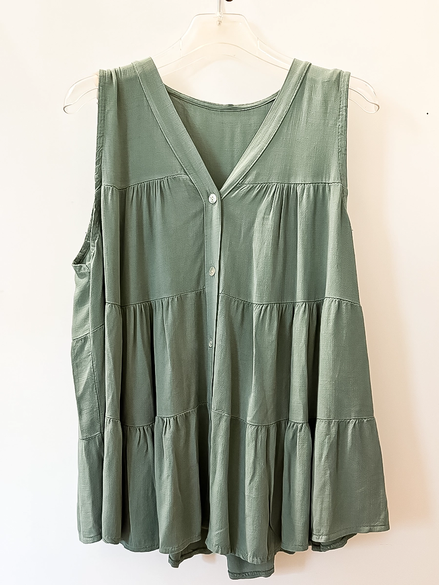 Sage Green Tiered Sleeveless Top